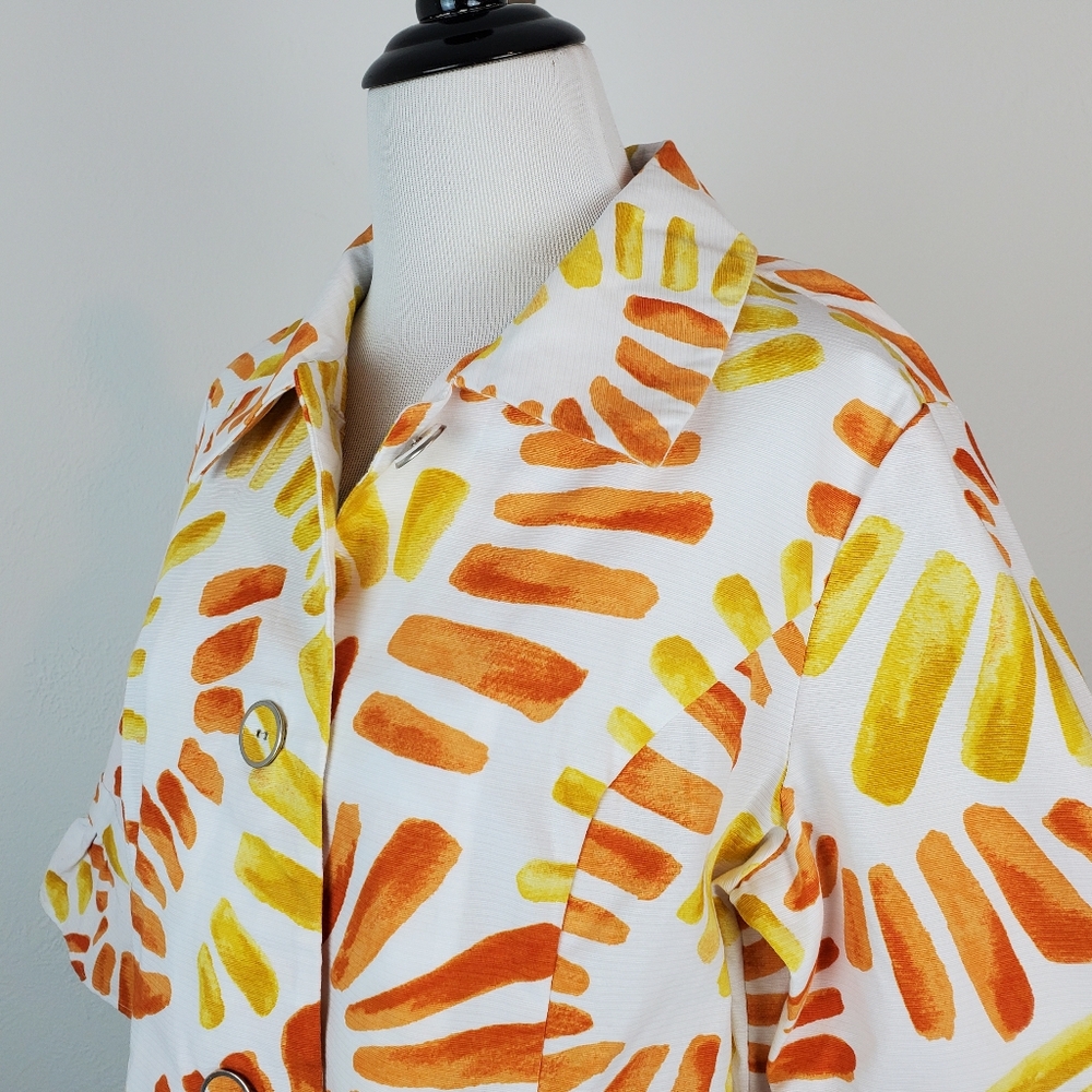 Chico's Jacket Flower Power Princeton White Yellow Orange Summer Spring Quirky - Picture 3 of 10